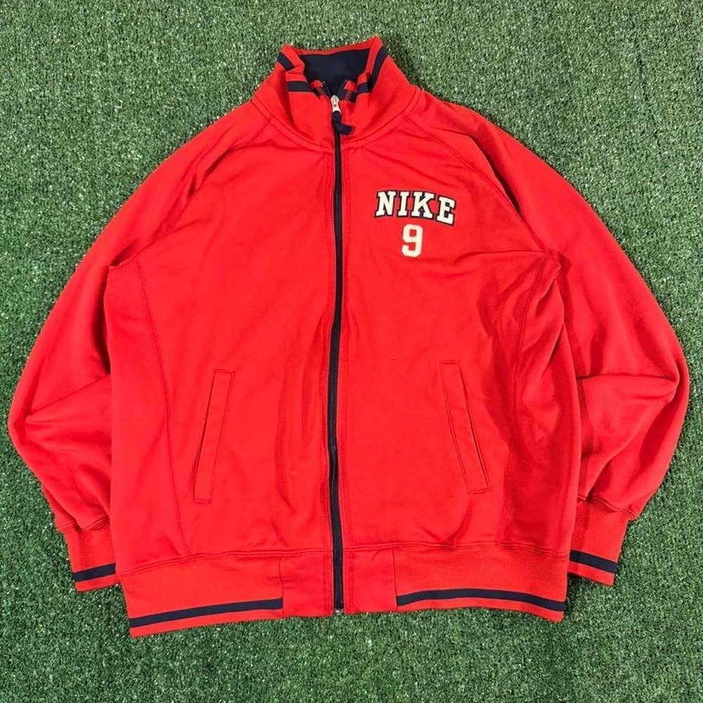 Vintage Nike 9 Full Zip Track Jacket Red Navy Mens Large Y2K Retro 0294